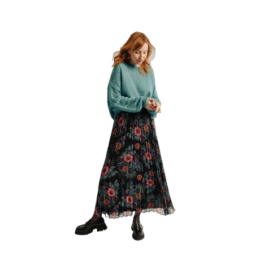 Molly Bracken Maxi Skirt Floral Pleated Bobo Chic Elastic Waist Womens Size M - Picture 2 of 8